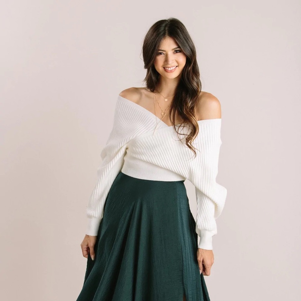 New Morning Lavender White Dolman Sleeve Sweater